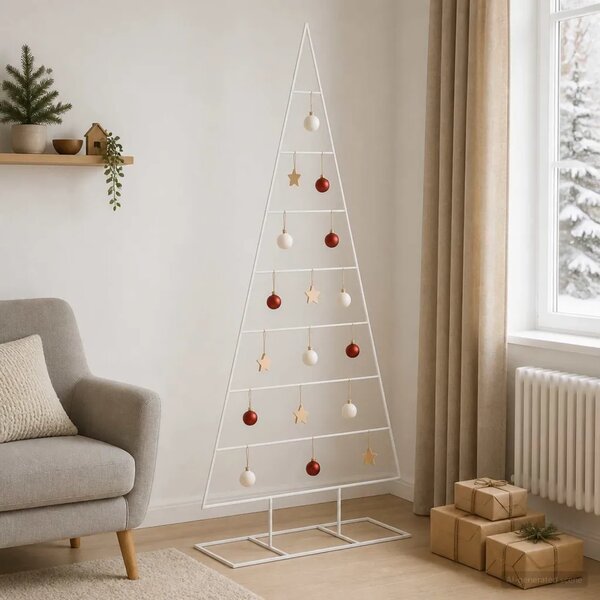 Metalna božićna jelka KUOPIO 210 cm Čelik s praškastim premazom - 210 cm Bijela bez LED svjetala