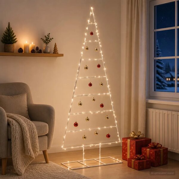 Metalna božićna jelka KUOPIO 180 cm Čelik s praškastim premazom - 180 cm Bijela bez LED svjetala