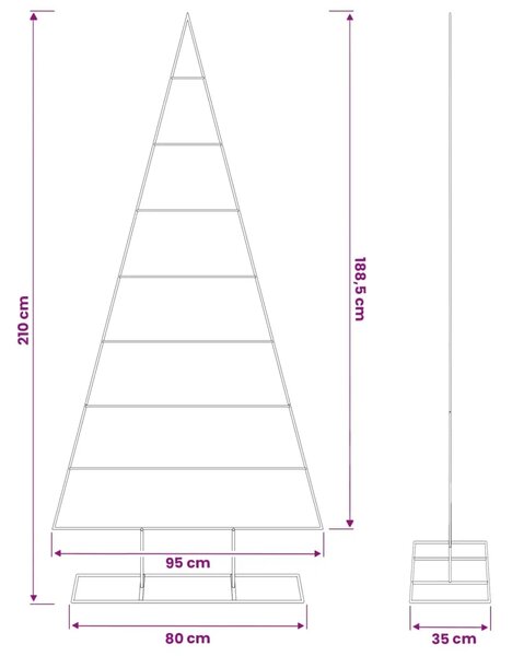 Metalna božićna jelka KUOPIO 210 cm Čelik s praškastim premazom - 210 cm Bijela bez LED svjetala