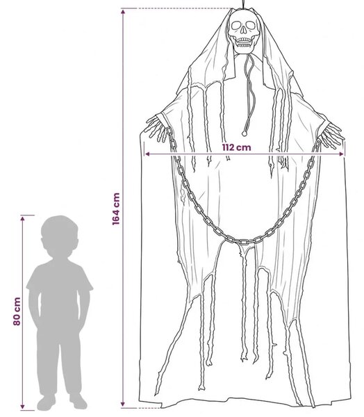 Halloween viseća Grim Reaper figura SPOOKA Crna 112 x 164 cm - bez pokreta