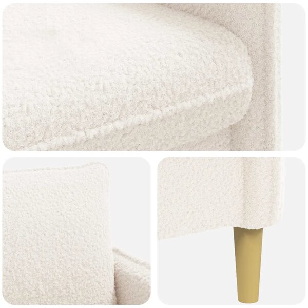 XL fotelja Bijela Bouclé - Krem 65 cm