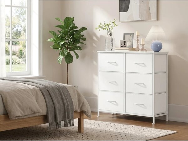 Komoda s tekstilnim ladicama VELMIO 77 x 74 cm, bijela