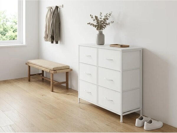 Komoda s tekstilnim ladicama VELMIO 77 x 74 cm, bijela