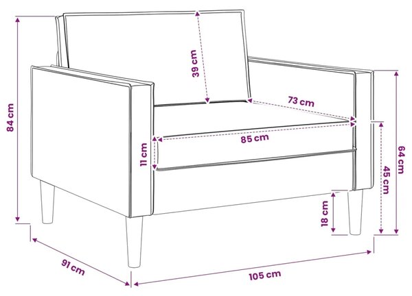 XL fotelja Bijela Umjetna koža - Bijela 85 cm