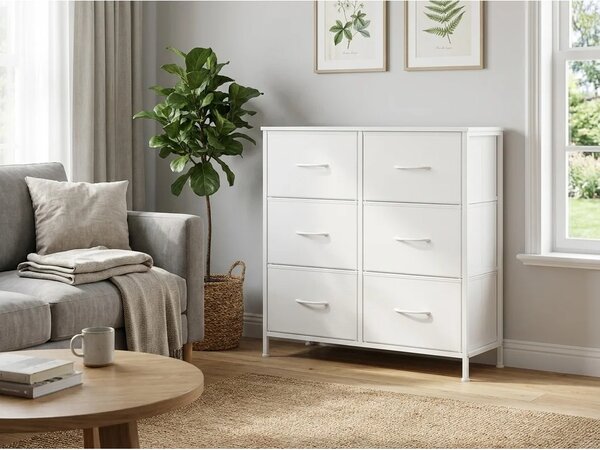 Komoda s tekstilnim ladicama VELMIO 77 x 74 cm, bijela