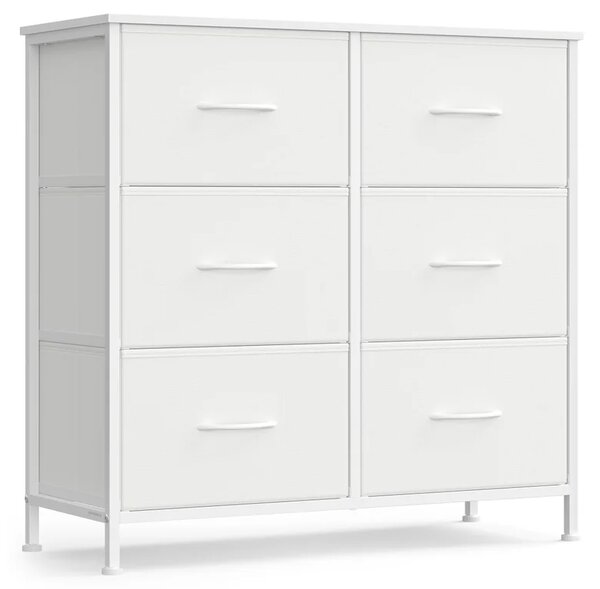 Komoda s tekstilnim ladicama VELMIO 77 x 74 cm, bijela
