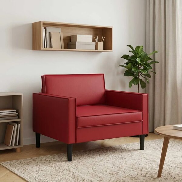 XL fotelja Tamno crvena Umjetna koža - boja crnog vina 85 cm