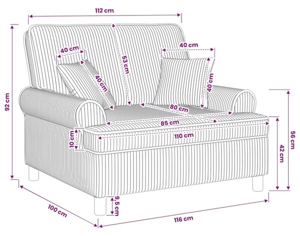 XXL fotelja s jastucima Bež Tkanina od 1 5 linija - Sivosmeđa 85 cm