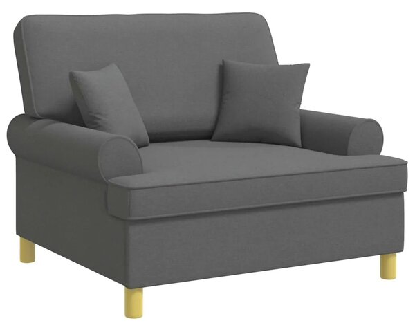 XXL fotelja s jastucima Tamnosiva Tkanina - Tamnosiva 85 cm