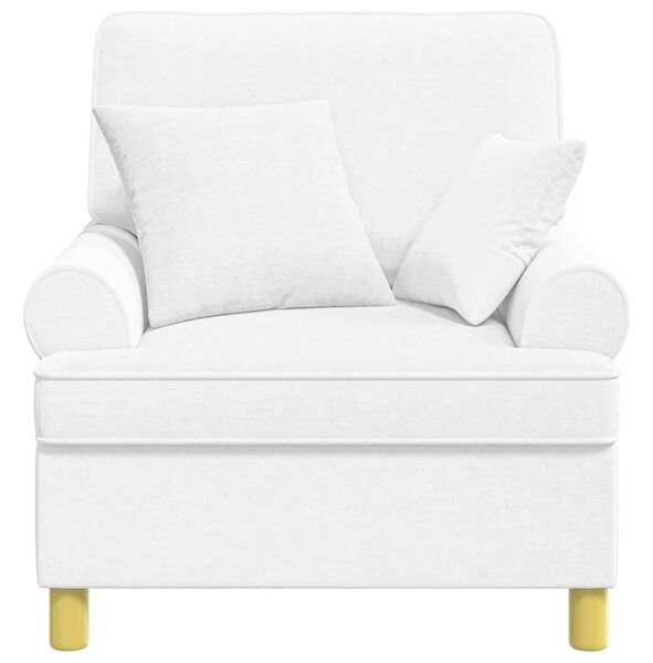 XL fotelja s jastucima Bijela Tkanina - Bijela 60 cm