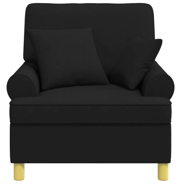 XL fotelja s jastucima Crna Tkanina - Crna 60 cm