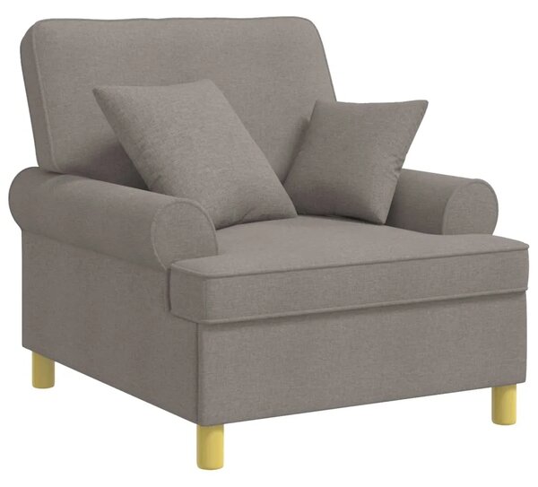 XL fotelja s jastucima Sivosmeđa Tkanina - Sivosmeđa 60 cm