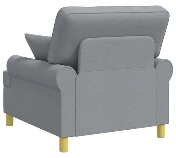 XL fotelja s jastucima Svjetlosiva Tkanina - Svjetlosiva 60 cm