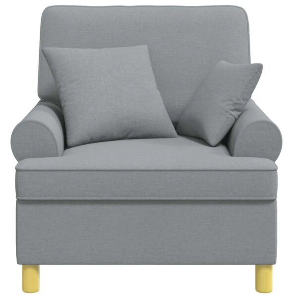 XL fotelja s jastucima Svjetlosiva Tkanina - Svjetlosiva 60 cm