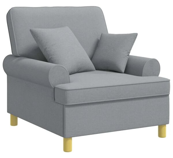 XL fotelja s jastucima Svjetlosiva Tkanina - Svjetlosiva 60 cm