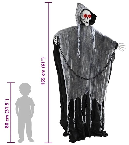 Halloween viseća Grim Reaper figura SPOOKA Crna 112 x 164 cm - s pokretom