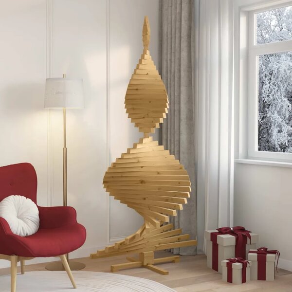 Božićna drvca s stalakom Smeđa 210 cm Masivna borovina - 210 cm Smeđa završna obrada