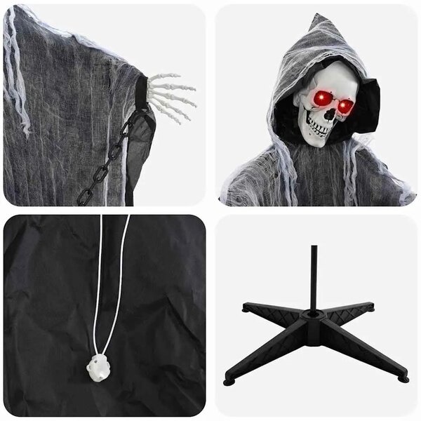 Halloween viseća Grim Reaper figura SPOOKA Crna 112 x 164 cm - s pokretom