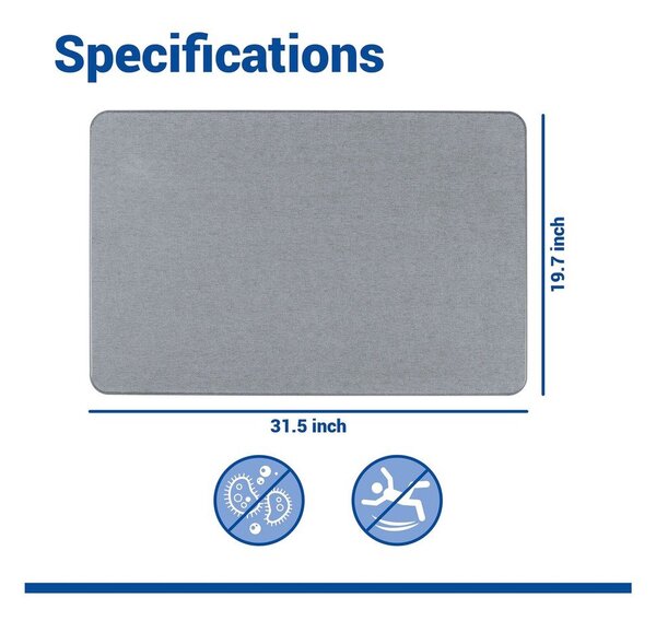 Siva kupaonska prostirka od dijatomita 50x80 cm Simi – Wenko