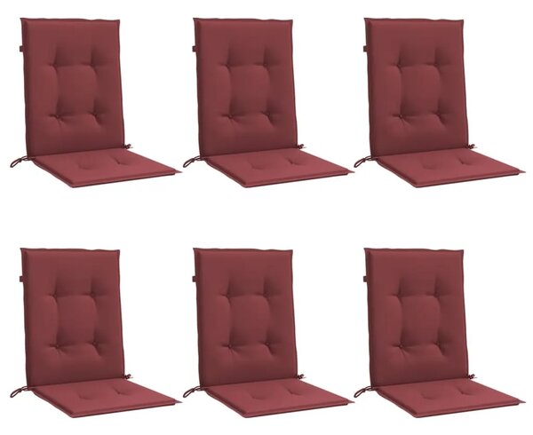 Jastuci za stolice 6 kom prošarano boja vina 100x50x4cm tkanina - Prošarana crvena boja vina 100 x 50 x 4 cm 6