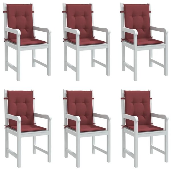 Jastuci za stolice 6 kom prošarano boja vina 100x50x4cm tkanina - Prošarana crvena boja vina 100 x 50 x 4 cm 6