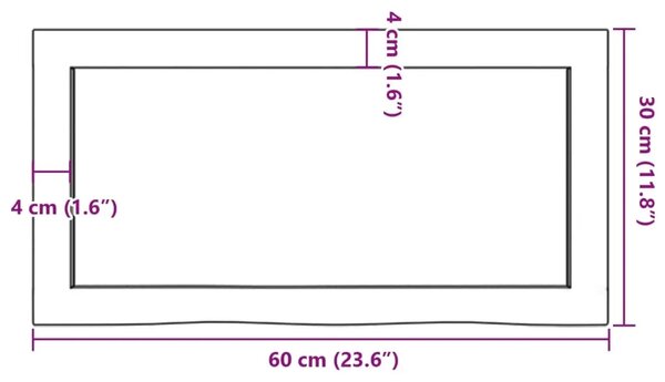 Zidna polica tamnosmeđa 60x30x(2-6) cm od obrađene hrastovine - Tamno smeđa 60 x 30 x 6 cm
