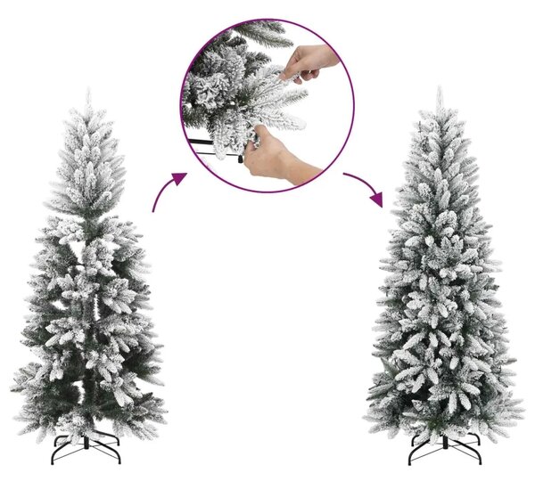 Umjetno božićno drvce s nogom 120 cm 150 LED lampica - Zelena i bijela 120 cm s LED svjetlima
