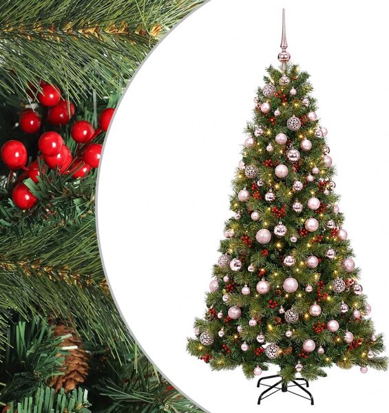 Umjetno božićno drvce s kuglicom 210 cm 300 LED lampica - 210 cm s LED-ima i ružičastim lopticama
