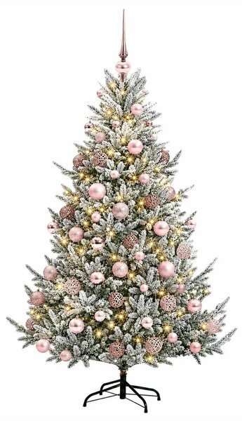 Umjetno božićno drvce s kuglicom 240 cm 300 LED lampica - Zelena i bijela 240 cm s LED-ima i ružičastim lopticama