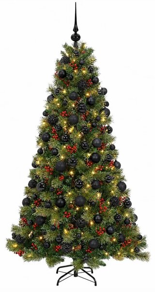 Umjetno božićno drvce s kuglicom 210 cm 300 LED lampica - 210 cm s LED-ima i crnim lopticama
