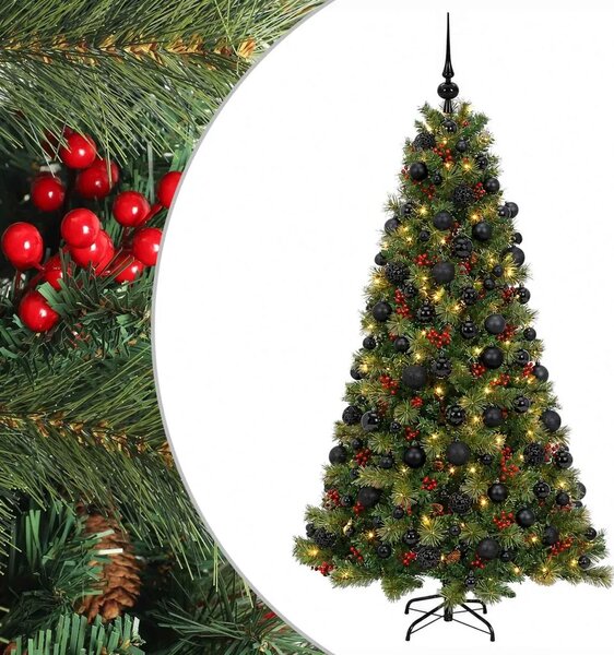 Umjetno božićno drvce s kuglicom 210 cm 300 LED lampica - 210 cm s LED-ima i crnim lopticama