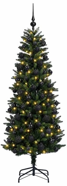 Umjetno božićno drvce s kuglicama 240 cm 300 LED lampica - 240 cm s LED-ima i crnim lopticama Zelena