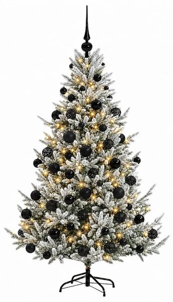 Umjetno božićno drvce s kuglicom 240 cm 300 LED lampica - Zelena i bijela 240 cm s LED-ima i crnim lopticama