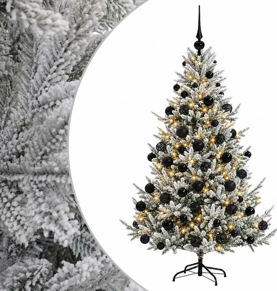 Umjetno božićno drvce s kuglicom 240 cm 300 LED lampica - Zelena i bijela 240 cm s LED-ima i crnim lopticama