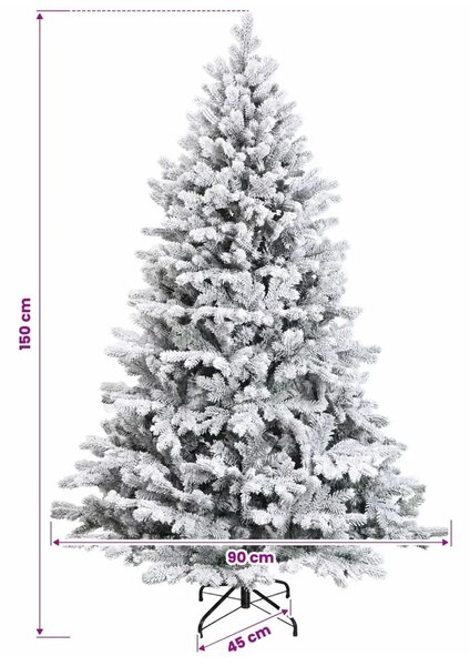 Umjetno božićno drvce s nogom 150 cm 150 LED lampica - Zelena i bijela 150 cm s LED svjetlima