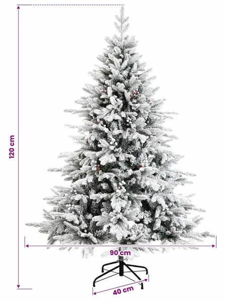 Umjetno božićno drvce s nogom 120 cm 150 LED lampica - Zelena i bijela 120 cm s LED svjetlima