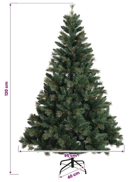 Umjetno božićno drvce s nogom 120 cm 150 LED lampica - Zelena 120 cm s LED svjetlima