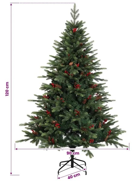 Umjetno božićno drvce s nogom 120 cm 150 LED lampica - Zelena 120 cm s LED svjetlima
