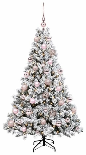 Umjetno božićno drvce s kuglicom 150 cm 150 LED lampica - Zelena i bijela 150 cm s LED-ima i ružičastim lopticama