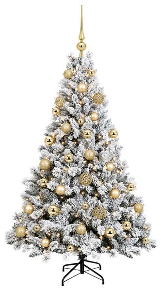 Umjetno božićno drvce s kuglicama 150 cm 150 LED lampica - Zelena i bijela 150 cm s LED žaruljama i zlatnim kuglicama