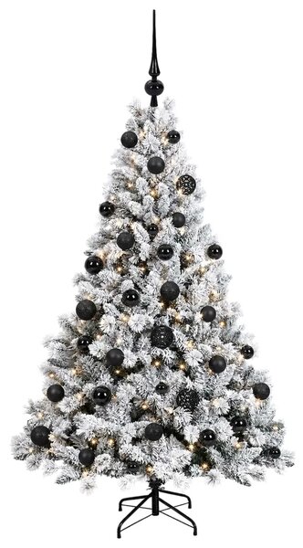 Umjetno božićno drvce s kuglicom 150 cm 150 LED lampica - Zelena i bijela 150 cm s LED-ima i crnim lopticama