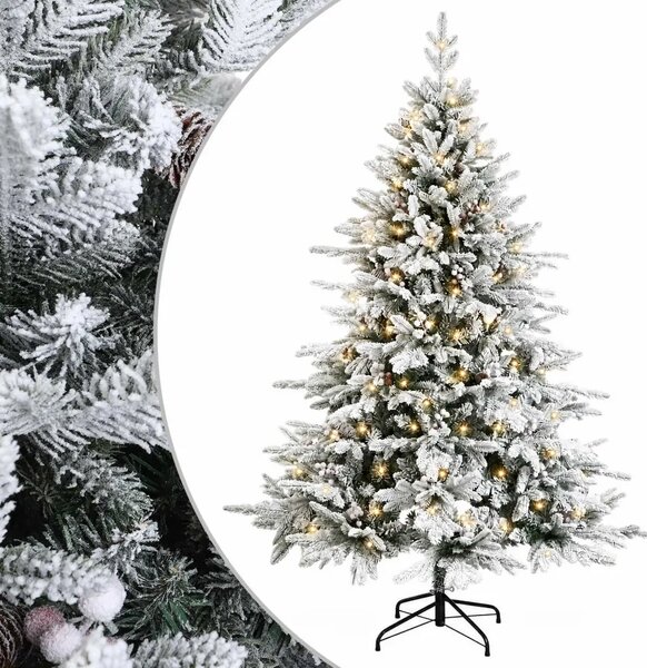 Umjetno božićno drvce s nogom 120 cm 150 LED lampica - Zelena i bijela 120 cm s LED svjetlima