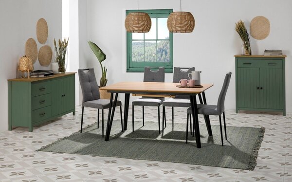 Zelena/u prirodnoj boji niska komoda od masivnog bora 150x80 cm Miranda – Marckeric