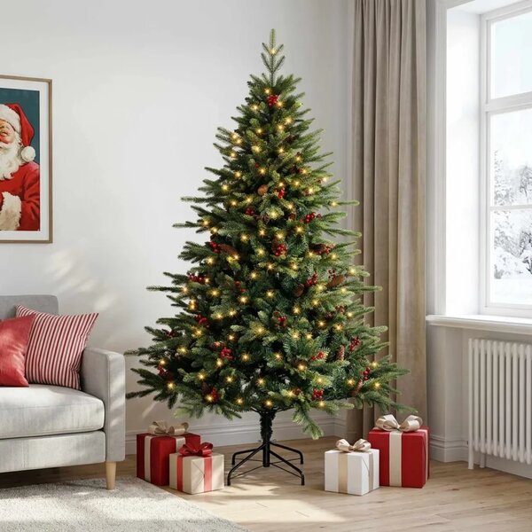 Umjetno božićno drvce s nogom 120 cm 150 LED lampica - Zelena 120 cm s LED svjetlima