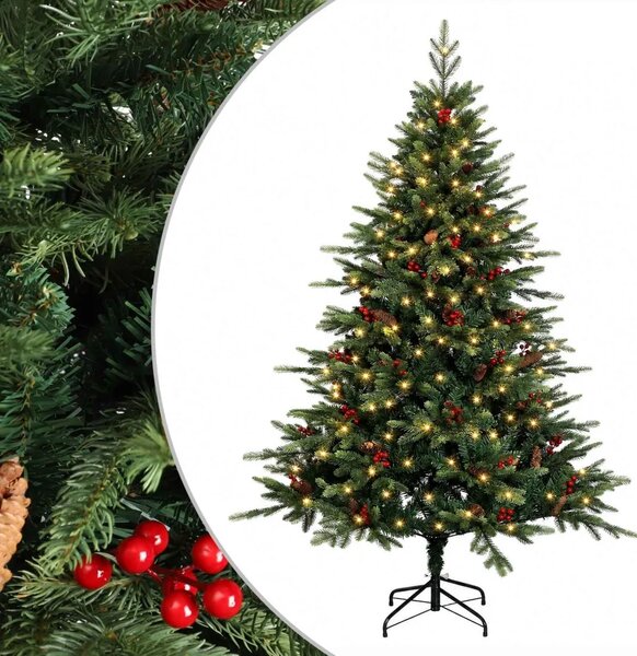 Umjetno božićno drvce s nogom 120 cm 150 LED lampica - Zelena 120 cm s LED svjetlima