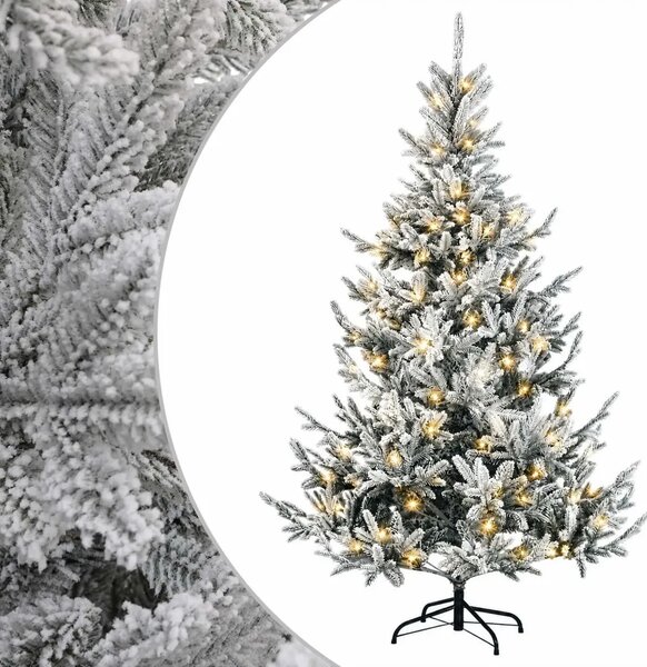 Umjetno božićno drvce s nogom 120 cm 150 LED lampica - Zelena i bijela 120 cm s LED svjetlima
