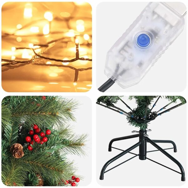 Umjetno božićno drvce s nogom 150 cm 150 LED lampica - 150 cm s LED svjetlima