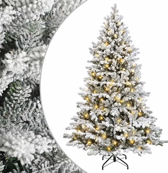 Umjetno božićno drvce s nogom 150 cm 150 LED lampica - Zelena i bijela 150 cm s LED svjetlima