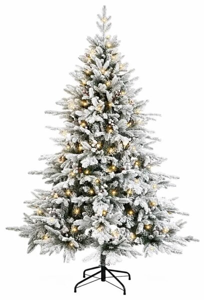 Umjetno božićno drvce s nogom 120 cm 150 LED lampica - Zelena i bijela 120 cm s LED svjetlima