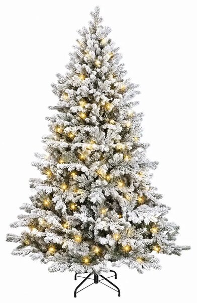 Umjetno božićno drvce s nogom 150 cm 150 LED lampica - Zelena i bijela 150 cm s LED svjetlima